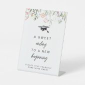 Een zoet einde aan een nieuw begin Afstuderen teke Reclamebord Met Voetstuk (Voorkant)