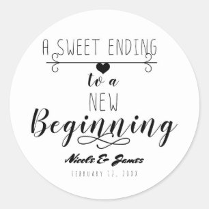 Een zoete afsluiting van een nieuw begin Trouwguns Ronde Sticker
