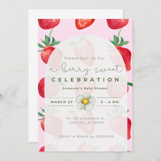 Een zoete Berry viering - Uitnodiging (Voorkant / Achterkant)
