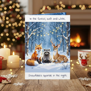 Een zoete bos wezens feestelijke kerst gedicht kaart