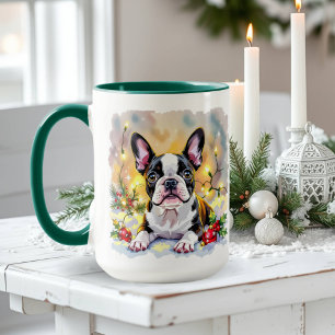Een zoete Boston Terrier Kerstmis Mok