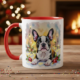 Een zoete Boston Terrier Kerstmis Mok