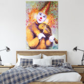 Een zoete clown die de viool speelt canvas afdruk (Insitu (Slaapkamer))