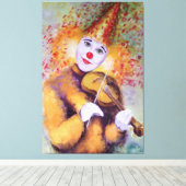 Een zoete clown die de viool speelt canvas afdruk (Insitu (Houten vloer))