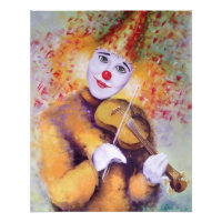 Een zoete clown die de viool speelt