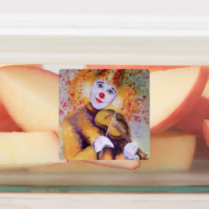 Een zoete clown die de viool speelt labels