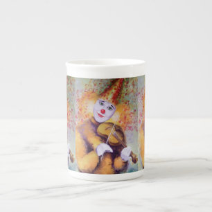 Een zoete clown die de viool speelt porselein kop