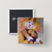 Een zoete clown die de viool speelt vierkante button 5,1 cm (Voorkant /achterkant)