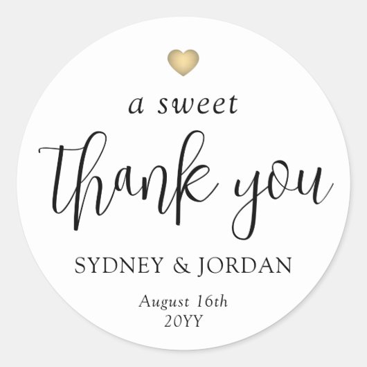 Een zoete dank u chic trendy script bruiloft gunst ronde sticker (Voorkant)