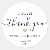 Een zoete dank u chique moderne script bruiloft gu ronde sticker (Voorkant)