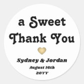 Een zoete dank u retro typografie bruiloft gunst ronde sticker (Voorkant)