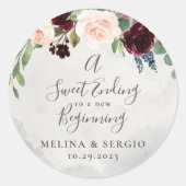 Een zoete die eindigt op een nieuw beginhuwelijk ronde sticker (Voorkant)