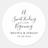 Een zoete die eindigt op een nieuw beginhuwelijk ronde sticker (Voorkant)