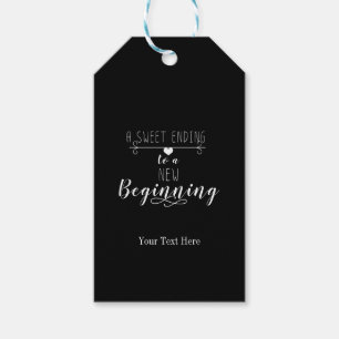 Een zoete einde aan een nieuw begin Trouwgunst Cadeaulabel