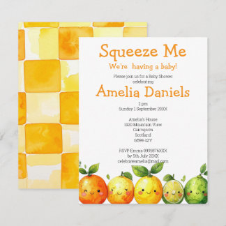 Een zoete en zonnige citrus baby shower kaart