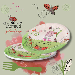 Een Zoete Kleine Dame Lieveheersbeestje Baby Showe Papieren Bordje
