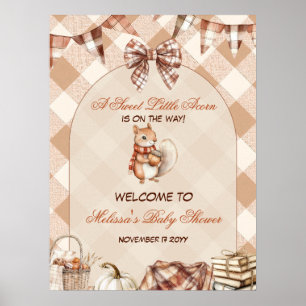 Een Zoete Kleine Eikel Bosherfst Baby Shower Poster