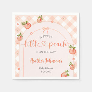 Een zoete kleine perzik geruite babyshower servet