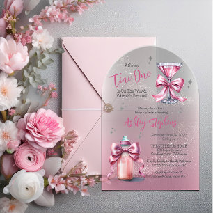 Een zoete kleine roze coquette meisje baby shower acryl uitnodigingen
