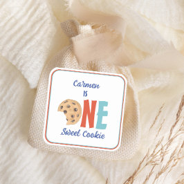 Een zoete koekje kleurrijke eerste verjaardag vierkante sticker
