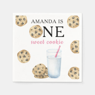 Een zoete koekjes & melk meisje eerste verjaardag servet