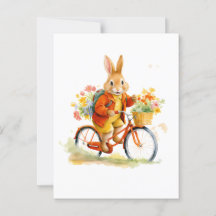 Een zoete konijn met een fiets Kunstansichtkaart