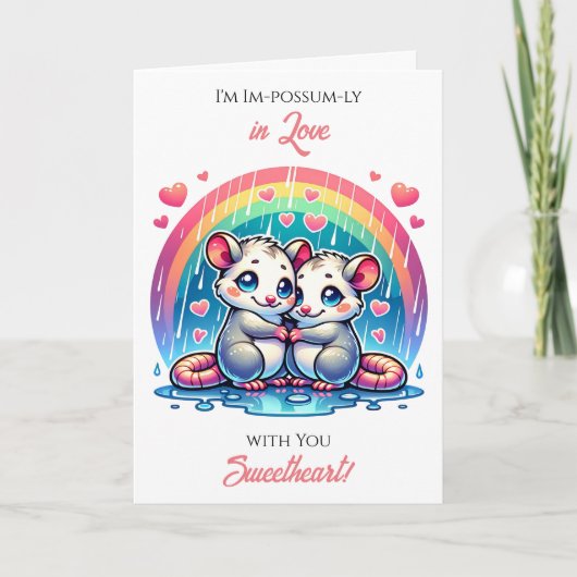 Een zoete opossum-thema Valentijnsdag Kaart (Voorkant)