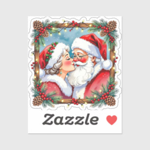 Een zoete ouderwetse Kerstmis   meneer en mevrouw  Sticker