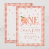 Een zoete perzik | Uitnodiging eerste verjaardag (Voorkant / Achterkant)