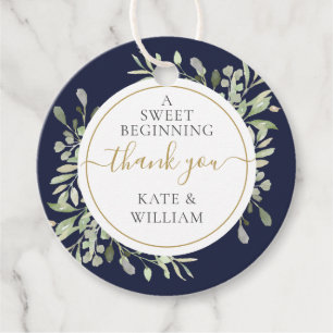Een zoete start groene wedding Navy Blue Bedankjes Labels