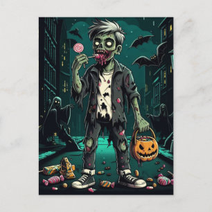 Een zombie eten Halloween Snoep Briefkaart