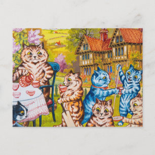 Een zomertheefeest door Louis Wain Briefkaart