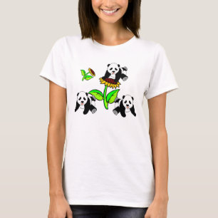 Een zonnebloem en Beren van Panda T-shirt