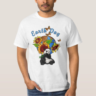 Een zonnebloem en Panda Aarde T-shirt