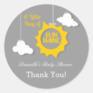 Een zonnestraal Baby shower-sticker Ronde Sticker