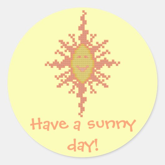 Een zonnige dag! Sunburst-Sticker Ronde Sticker (Voorkant)