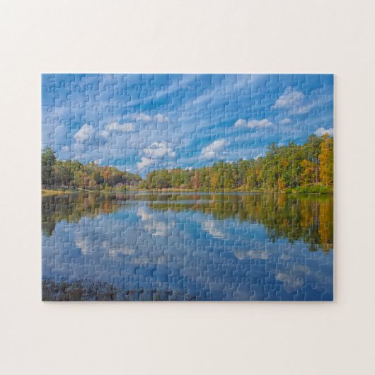 Een zonnige reflectie op de Herfst Legpuzzel (Horizontaal)