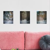 Een zonnige winterdag in het dennenbos muurkunst sets (Woonkamer)