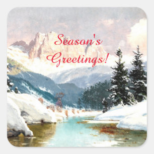 Een zonnige winterdag, Uitzicht van de Dolomites, Vierkante Sticker