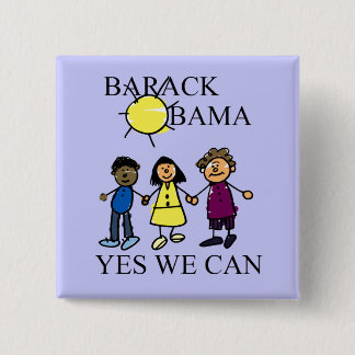 EEN ZONNY DAG MET OBAMA VIERKANTE BUTTON 5,1 CM