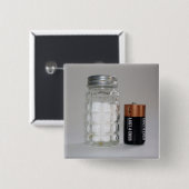 Een zout en batterij vierkante button 5,1 cm (Voorkant /achterkant)