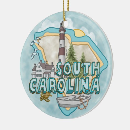 Een Zuid-Carolina vuurtoren keramisch Ornament (Links)