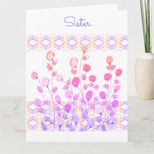 Een zuster verjaardag groeten kaart (Voorkant)