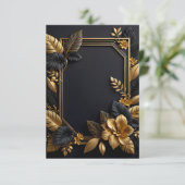 Een zwart en gouden bruiloft ontwerp flat uitnodig (Staand voorkant)