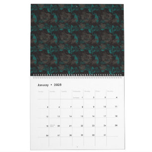 Een zwart en groen patroon met een zwarte achtergr kalender