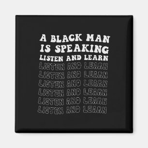 Een zwart Man spreekt, luistert en leert zijn zwar Magneet