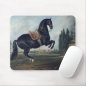 Een zwart paard dat de Courbette uitvoert Muismat (Met muis)