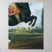 Een zwart paard dat de Courbette uitvoert Poster (Voorkant)