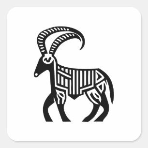 Een zwart silhouet geitenicoon met motief Tattoo Vierkante Sticker