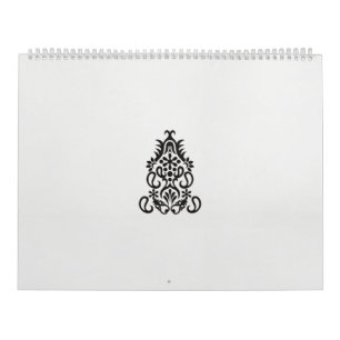 Een zwart-wit afbeelding van een  ontwerp kalender